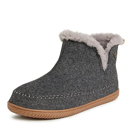 Dearfoams Alpine Men's Brixen Indoor/Outdoor Memory Foam Boot Slipper Ankle, Dark Heather Grey