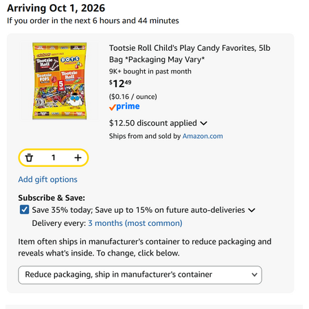 [S&S, YMMV] Tootsie Roll Child's Play Candy Favorites (Dots, Tootsie Rolls, Tootsie Pops) 5lb Bag