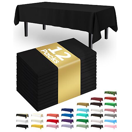 Amazon: 12 Pack 54 x 108 Inch Plastic Tablecloth, Disposable, for Party, Picnic, Halloween, Decorative Tablecloths, Rectangle $9.9