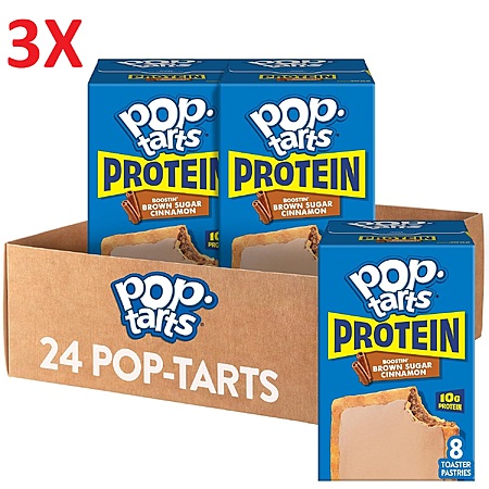 $27.02 Multi-Buy [S&S] | 3x Pop-Tarts Protein Toaster Pastries, 10g Protein, Boostin' Brown Sugar Cinnamon (3 Boxes, 24 Pop-Tarts)