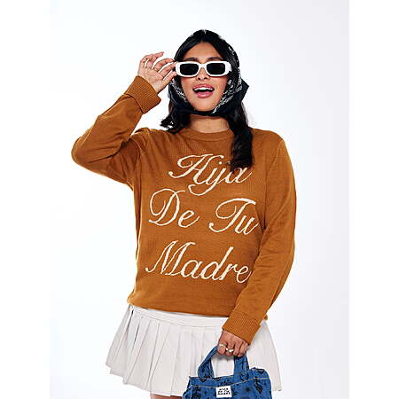 Hija De Tu Madre, Unisex Knit Sweater, Sacred Heart, Select Sizes