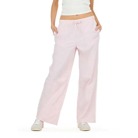 Forever 21 Women's Nylon Wide Leg Pant with Lace Trim, Sizes L-XL