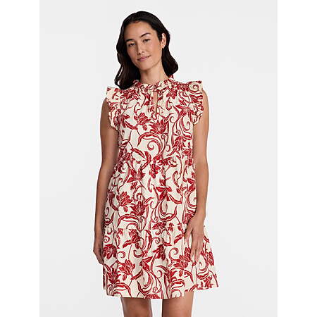 Time and Tru Women's and Women's Plus Cotton Mini Dress with Flutter Sleeves, 4 colors, Sizes XS-4X from