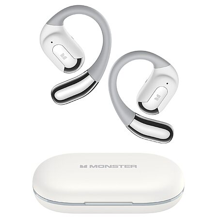 Monster AC317 Open Ear Headphones, 24H Playback Battery, Crystal Clear Calls, Type-C Charging, Touch Control, Sweat Resistant Earbuds, Gray White $15.95 (AC)
