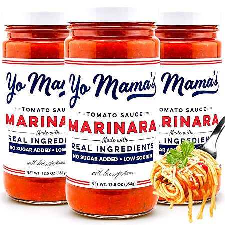 Yo Mama's Foods Keto Marinara Pasta Sauce - (3) 12.5 Ounce Jars - No Sugar Added, Low Carb, Low Sodium, Gluten Free, Paleo Friendly, and Made with Fresh, Non-GMO Tomatoes