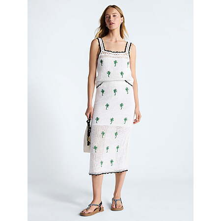 Free Assembly Women's Embroidered Knit Cotton Pencil Midi Skirt, Sizes XS-XXL