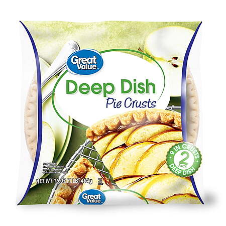Great Value Frozen Deep Dish Pie Crusts, Two 9-inch Pie Crust & Pans, 16 oz $1.24