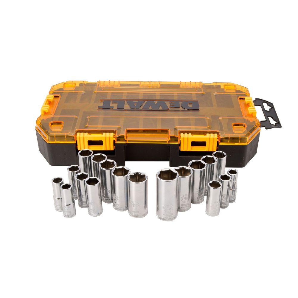 3/8 in. Drive Deep Combination Socket Set with Case (20-Piece) -$20