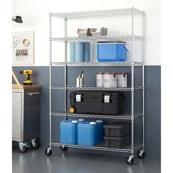 TRINITY 6 Tier Wire Shelving Rack 48 x 18 x 72 NSF Includes Wheels 89.99