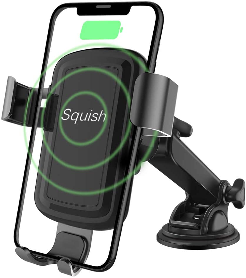 Wireless Charger Car Phone Mount, Squish Qi Fast Charging Wireless Car Charger Mount 10W 7.5W, Cell Phone Holder For Iphone Android $16.49