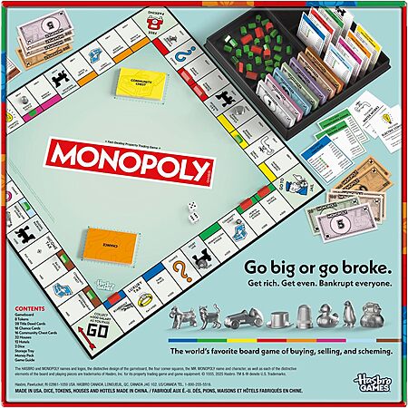 Monopoly: The Classic Board Game with Storage Tray & Larger Tokens ...