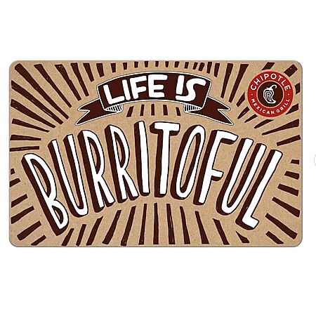 Chipotle Gift Card (Digital Delivery): $100 GC $85, $50 GC $42.50, $25 $21.25 
