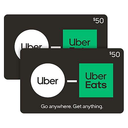 Costco Members: 2-Pack $50 Uber/Uber Eats eGift Card (Email Delivery) $80 (Limit 2)