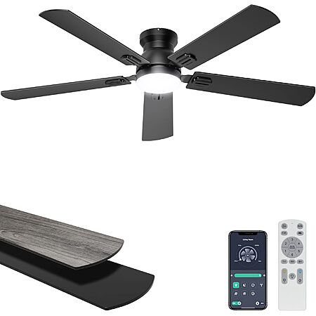 Ohniyou Low Profile 6-Speed Flush Mount Ceiling Fan
