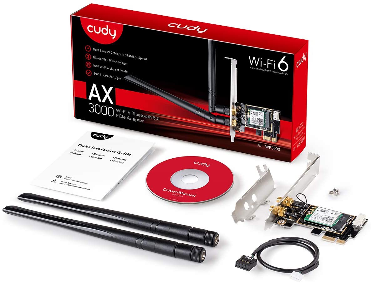 Cudy PCIe AX3000 wifi adapter with antennas (M.2. based) $25.9