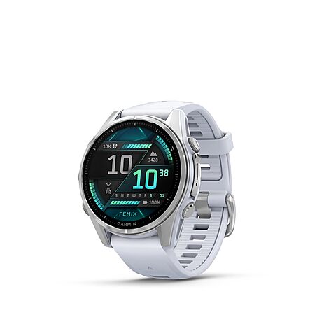 Garmin fēnix® 8, 43mm, Whitestone Premium Multisport Smartwatch, AMOLED Display, GPS, Built-In Flashlight, Dive-Rated, Built-In Speakers & Mic