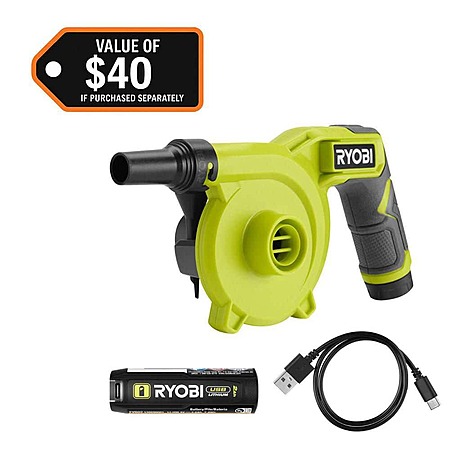 Ryobi USB Lithium Cordless High Volume Inflator Kit w/USB Lithium 2.0 Ah Battery and Charging Cable $29.97