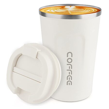 CS COSDDI 12 oz Stainless Steel Vacuum Insulated Tumbler Travel Mug Spill Proof w/Lid - Coffee Cup for Keep Hot/Ice Coffee,Tea and Beer (White) $8.11