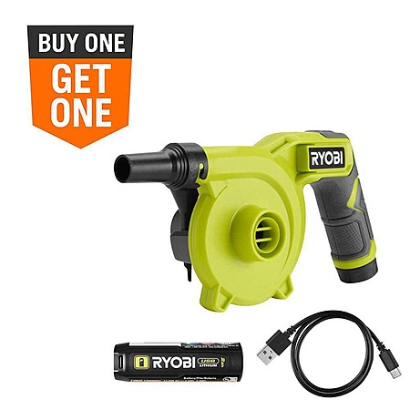 RYOBI USB Lithium Cordless High Volume Inflator Kit w/USB Lithium 2.0 ...