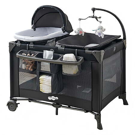 Pamo Babe 4-in-1 Baby Playard with Bassinet & Changing Table for Newborn $109.99