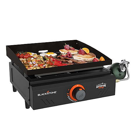 Blackstone Adventure Ready Outdoor Griddle, Single Burner 17” Flat Top Grill with Non Slip Feet, Black $97