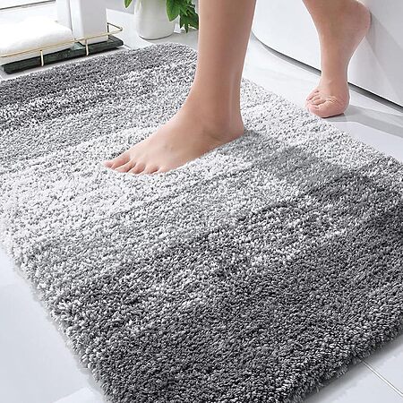 OLANLY Bathroom Rugs Mat 30x20, Extra Soft Absorbent Microfiber Bath Rug, Rubber Backing, Quick Dry, Machine Washable, Grey $8.98