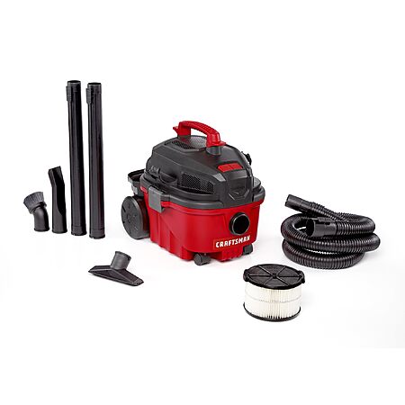 CRAFTSMAN CMXEVBE17040 4 Gallon 5.0 Peak HP Wet Dry Vac, Portable Shop Vacuum Wet and Dry with Filter, Hose and Attachments $87.99