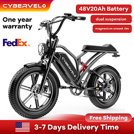 Cybervelo EK11 1000W Electric Bike 48V 20Ah 20" Fat Tire 30 MPH $414
