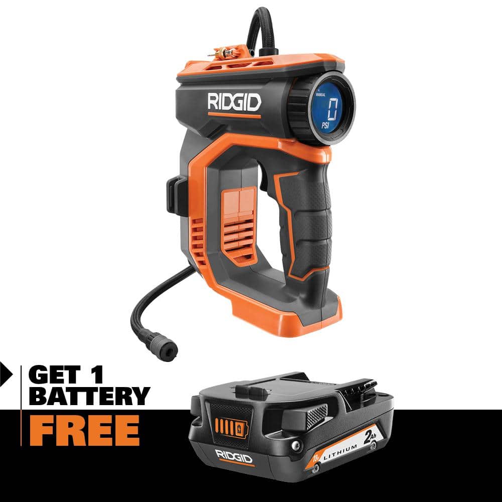 Ridgid 18V Cordless Digital Inflator FREE 2.0 Ah Battery 79 Free Shipping