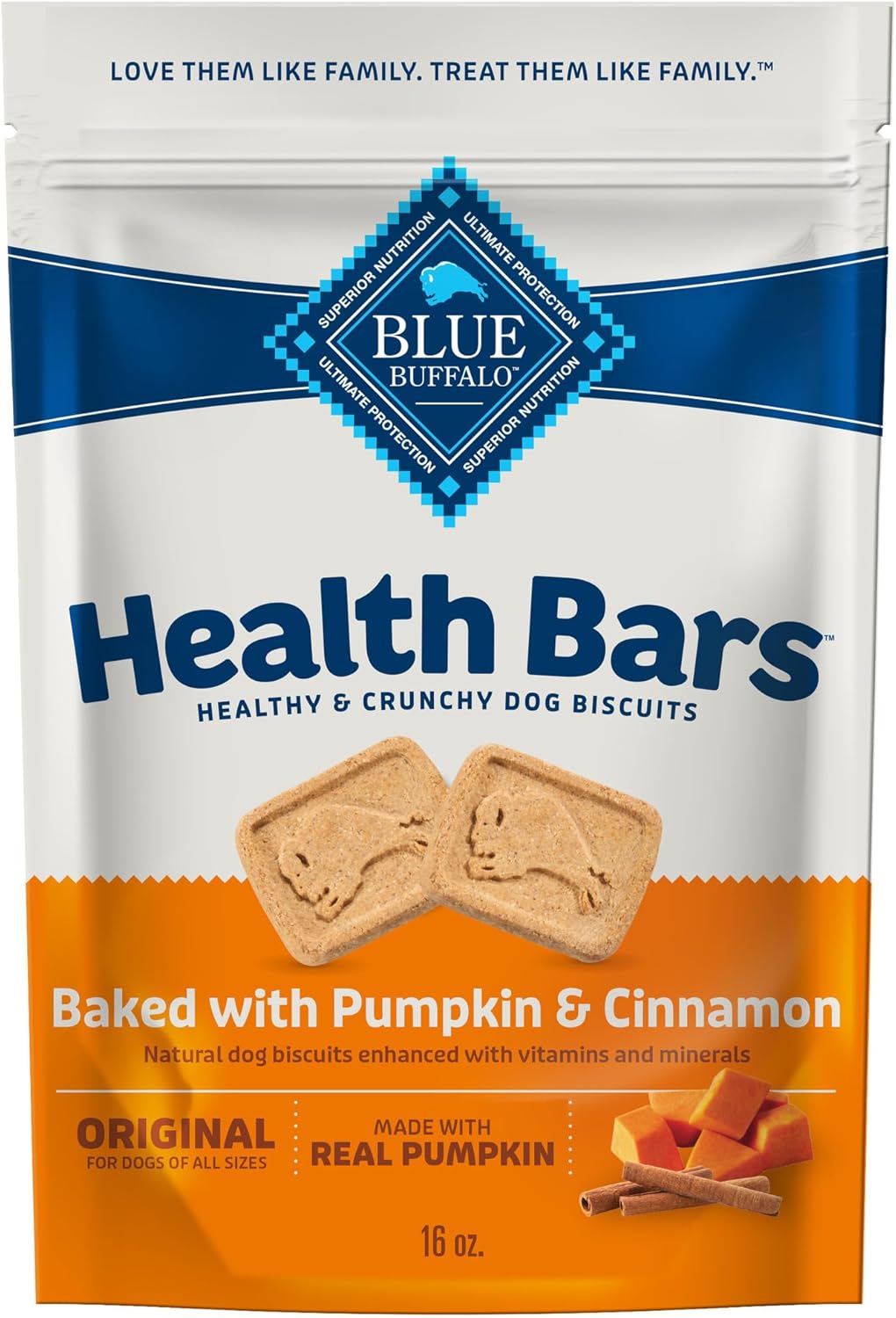 16-Oz Blue Buffalo Health Bars Crunchy Dog Treats Biscuits (Various Flavors) $3.24 w/ S&S + Free S&H w/ Prime or $35+