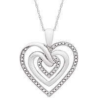 Macy's Diamond Multi-Heart 18" Pendant Necklace (1/10 ct. t.w.) in Sterling Silver $20 & More + Free In-Store Pickup at Macy's or Free Shipping on $25+