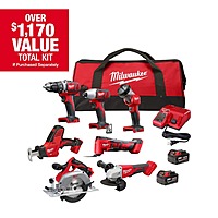 Milwaukee M18 18-Volt 7-Tool Lithium-Ion Cordless Combo Kit w/ 2-Batteries, Charger and Tool Bag $499 + Free Shipping