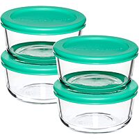 4-Pack 2-Cup Anchor Hocking Glass Storage Containers with Lids (Mint or Clear)