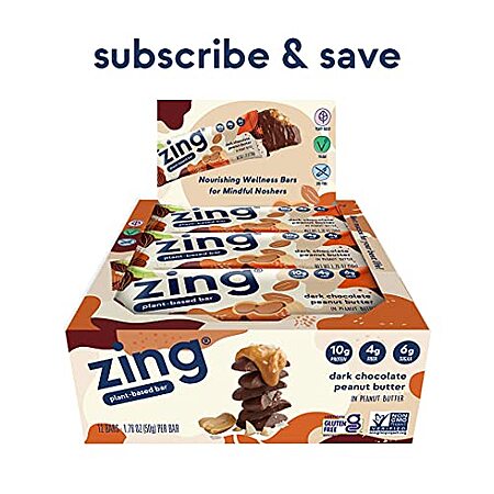 12-Count 1.76-Oz Zing Bars Plant Based Protein Bar (Dark Chocolate ...
