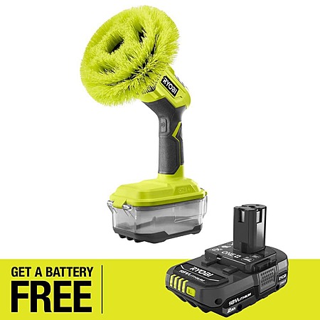 RYOBI ONE+ 18V Cordless Power Scrubber with FREE ONE+ 18V 2.0 Ah Lithium-Ion Battery $79 + Free Shipping