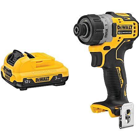 DEWALT XTREME 12V Max Brushless 1/4" Cordless Screwdriver & 12V Lithium-ion Battery (3 Ah) $99 + Free Shipping