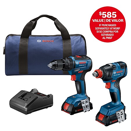 Bosch 2-Tool Brushless Power Tool Combo Kit with Soft Case, Li-ion Batteries and Charger $99 + Free Shipping