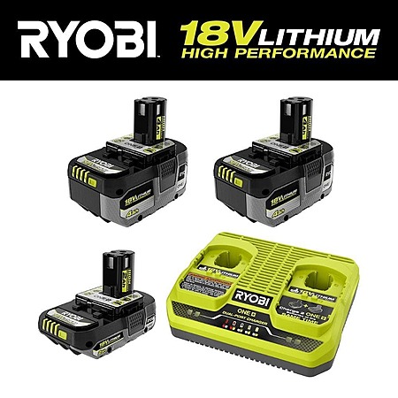 Ryobi One+ 18V 2x 4Ah HP Batteries + 1x 2Ah HP Battery & Dual Port Charger $109 + Free Shipping