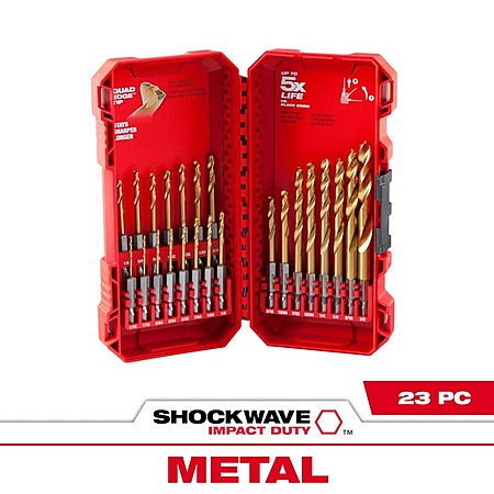 23-Piece Milwaukee SHOCKWAVE IMPACT DUTY Titanium Drill Bit Set $24.97 + Free Shipping