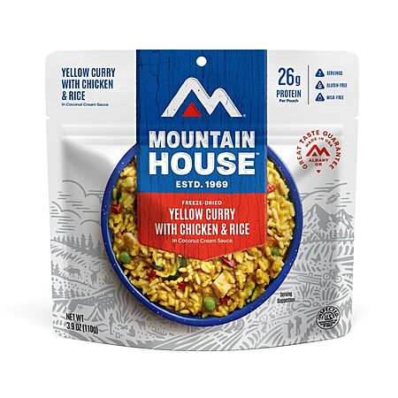 2-Servings Mountain House Yellow Curry w/ Chicken & Rice Freeze Dried Backpacking & Camping Food $6.97 w/ S&S + Free Shipping w/ Prime or on $35+