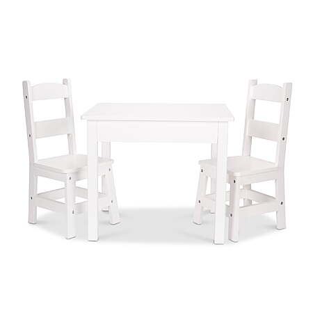 Melissa & Doug Wooden Kids Table and 2 Chairs Set (White) $53.59 + Free Shipping