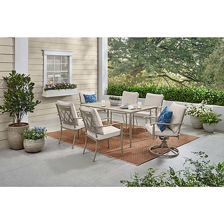 7-Piece Hampton Bay Rosehill Mushroon Steel Outdoor Patio Dining Set w/ CushionGuard Almond Biscotti Cushions $262.15 + Free Shipping
