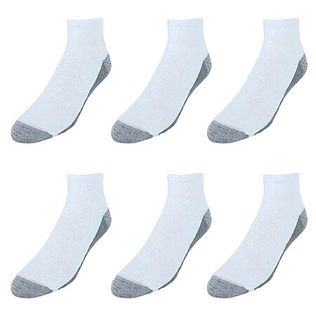6-Pack Hanes Men's Max Cushioned Ankle Socks (White/Grey) $5.27 + Free Shipping w/ Prime or on $35+