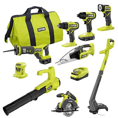 9-Tool RYOBI ONE+ 18V Cordless Combo Kit w/ 1.5Ah & 4Ah Batteries, Charger & Bag $289 + Free Shipping