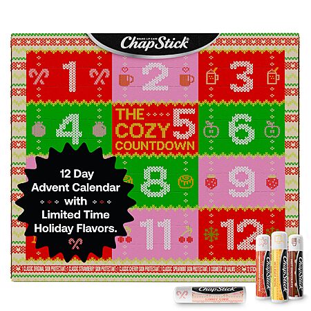 12-Pack ChapStick 12 Days Advent Calendar Lip Balm Holiday Gift Set (Various Flavors) $8.90 w/ S&S + Free Shipping w/ Prime or on $35+ (0 replies)