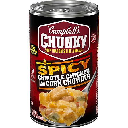 18.8-Oz Campbellâs Chunky Soup (Chipotle Chicken Corn Chowder) $1.55 w/ S&S + Free Shipping w/ Prime or on $35+ (1 replies)
