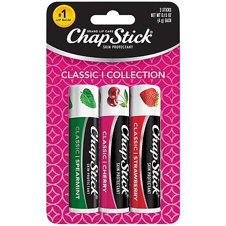 3-Pack 0.15-Oz ChapStick Lip Balm Classic Variety Pack (Spearmint, Cherry, and Strawberry) $2.52 w/ S&S + Free Shipping w/ Prime or on $35+