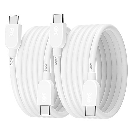 2-pk 6' Cable Matters 240W USB C Charging Cable (white)