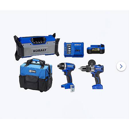 3-Pc Kobalt 24V Brushless Hammer Drill + Impact Driver + Radio + 4.0Ah Kit