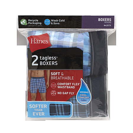 2-Pack Moisture-Wicking Boxer Underwear for Men (Plaid) $5 + Free Shipping w/ Walmart+ or on $35+